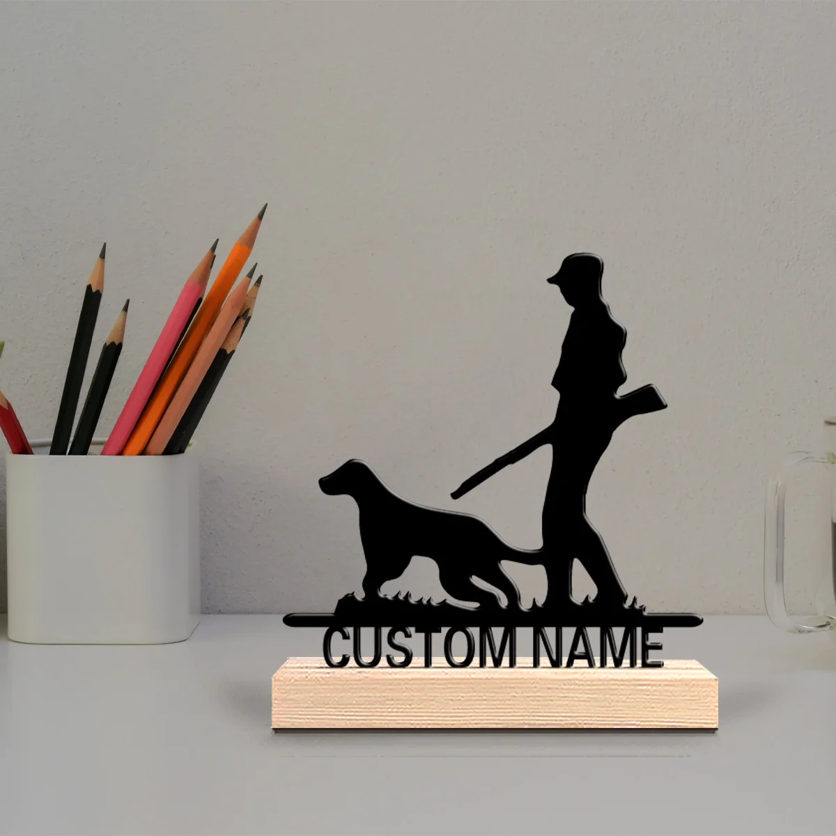 1pc Beauty Personalized Custom Hunting Metal Statues Vintage Wall Decor with Wooden Frame Ideal for Sheds Patio Cottagecore