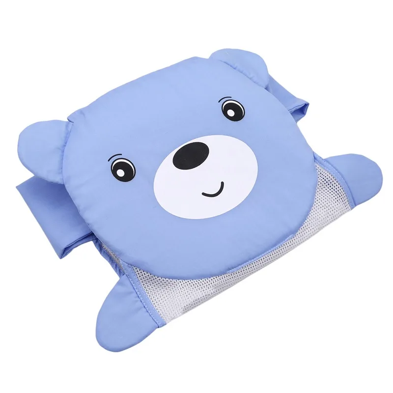 1 Piece Blue Bear T-shaped Baby Bathtub Net Pocket Adjustable Net Bed Baby Bathing Three Snap Design Cute Secure