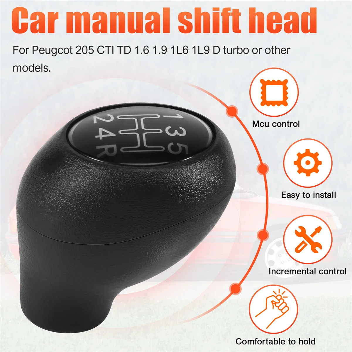 Manual do carro engrenagem Shift Knob, alavanca, vara para 504, 505, 309, 205, ABS prata, 5 velocidade