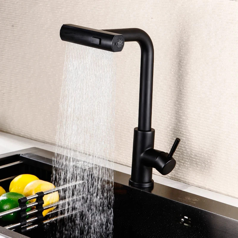 Brushed Nickel Pull-Down Kitchen Faucet – Dual Function Sprayer with Stream & Shower Modes (Deck Mounted Hot/Cold Mixer)