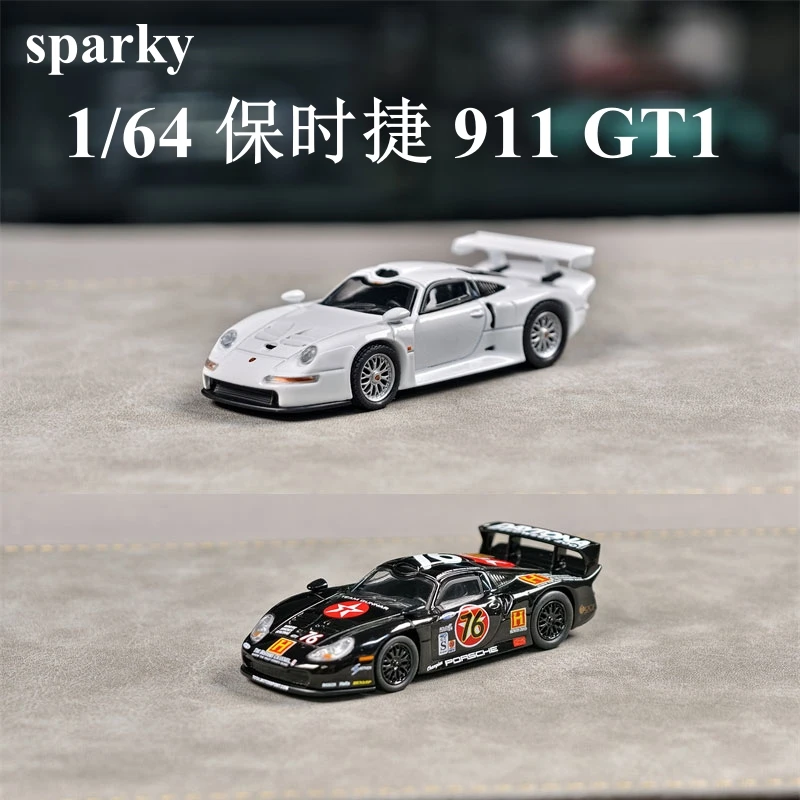Spark Diecast in scala 1/64 Porsche modello di auto in lega Porsche 911 GT1 EVO Veicoli da gioco Giocattoli per ragazzi Scatola originale