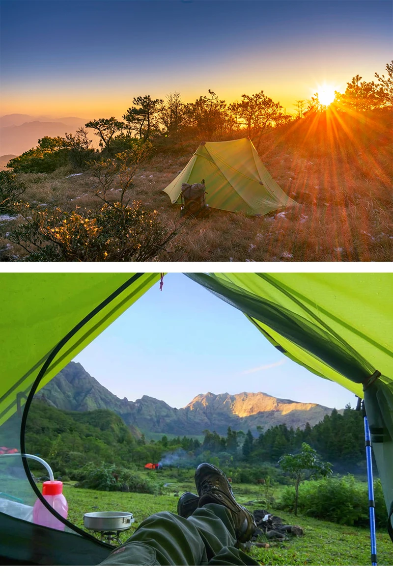 3F UL GEAR Lanshan 2pro 2026 Silpoly/Silnylon Zelt Outdoor Camping T-Reißverschluss-Tür Ultraleichtes 2-Personen-Zelt Wandern Wasserdicht Winddicht – Detail 17