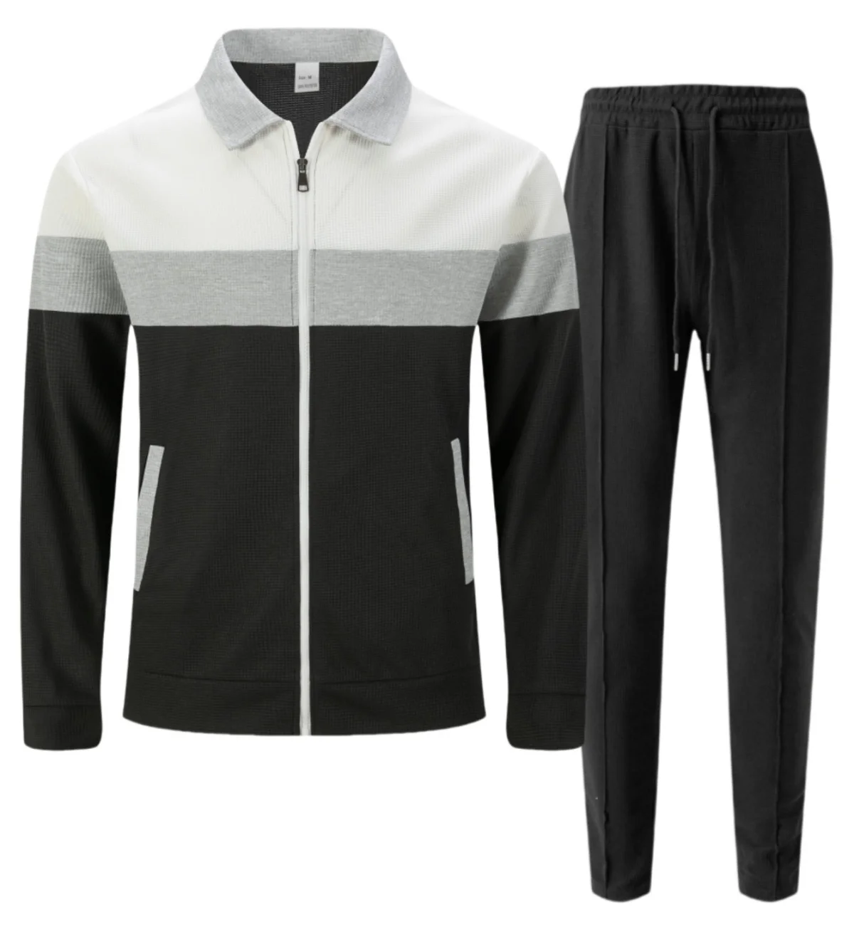 Men's Spring-Autumn Casual Zipper Jacket And Pants Set Fashionable Sporty Street-Appropriate Long-Sleeved Two-Piece Outfit