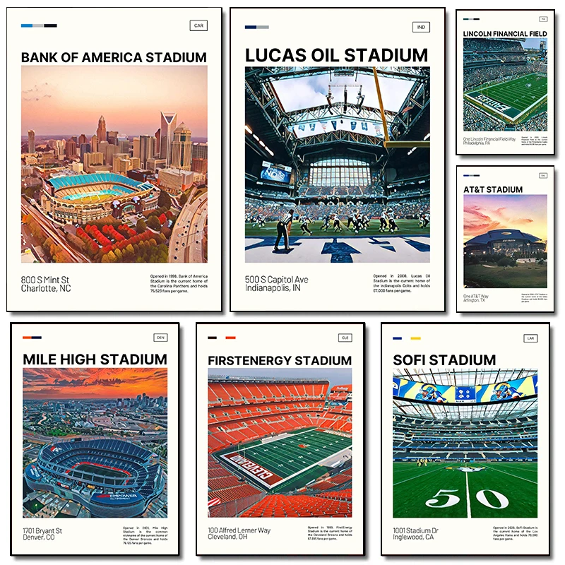 World Famous Stadium Sports Series Nordic Artwork Poster Canvas Paintings Wall Art Pictures Home Decor