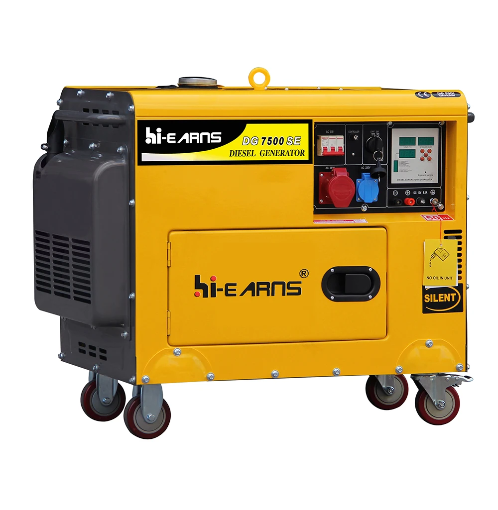 

Hi-earns Brand 6kw power three phase die·sel generator with universal wheels and digital panel