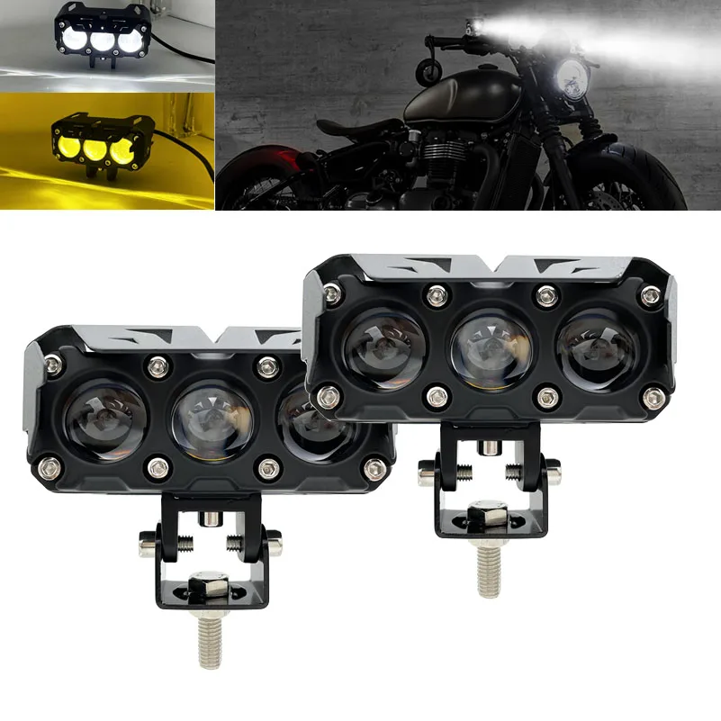 

Motorcycle LED Spotlight Double Lens Projector White Yellow Headlight Fog Light Auxiliary lamp For Trucks SUVs UTVs Car 12V 24V