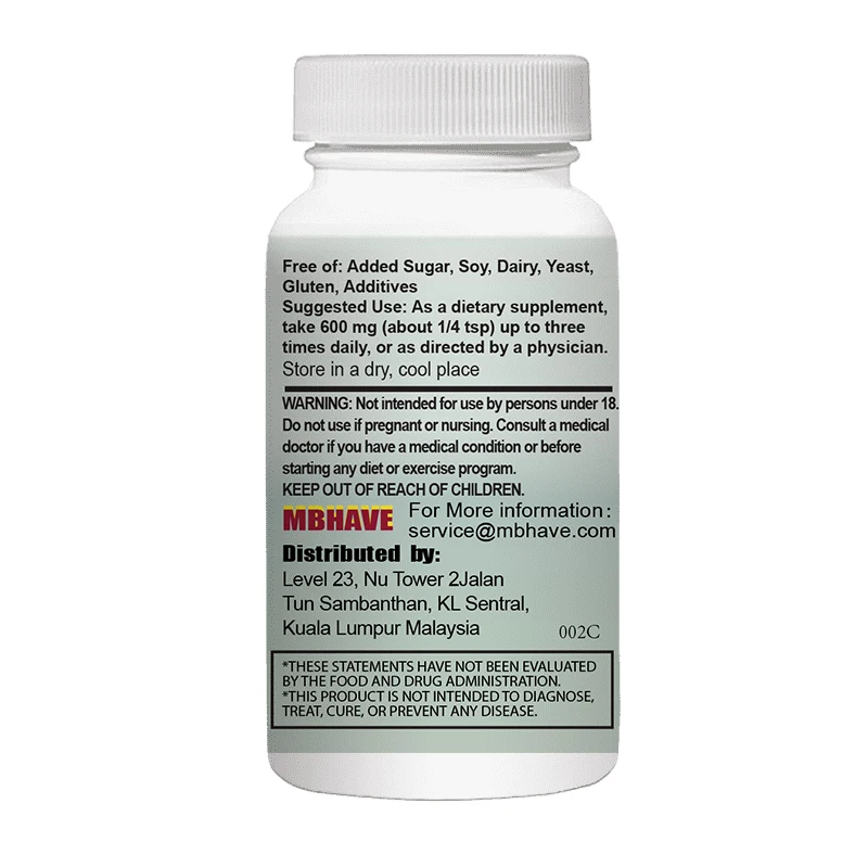 NAC - 100 Capsules Source of the amino acid Cysteine Detoxify to support and protect kidneys and liver Essential for making the