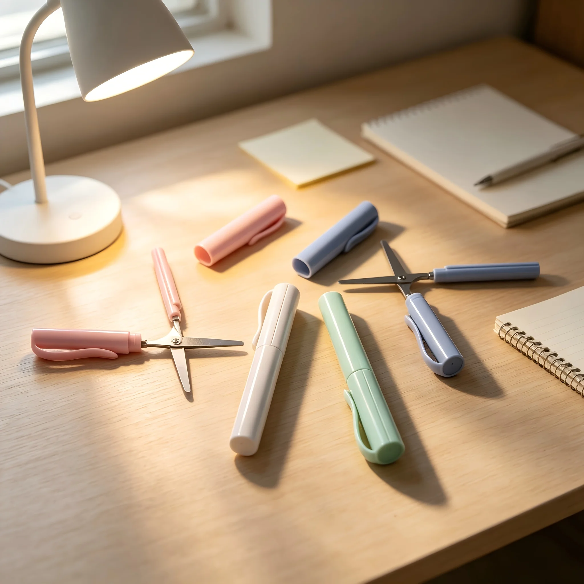 2Pcs Pen Shape Safe Scissors Morandi Color, Mini Portable Student Scissors, DIY Paper Cut Thread Snip, Gift
