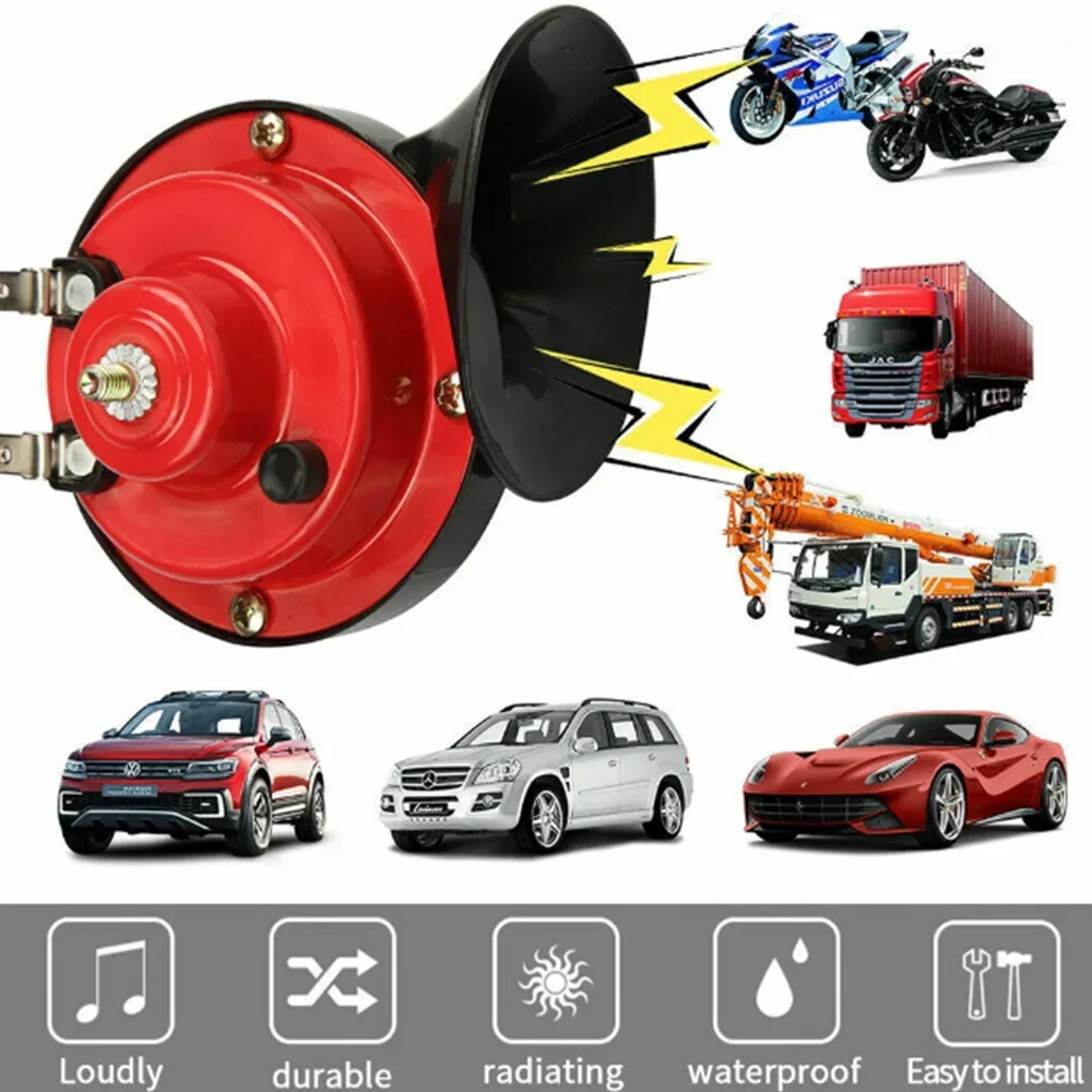 Universal Loud Car Horn 12V Electric Snail Horn Car High Low Dual Tone Horn Waterproof For Motorcycle Car Truck SUV Boat