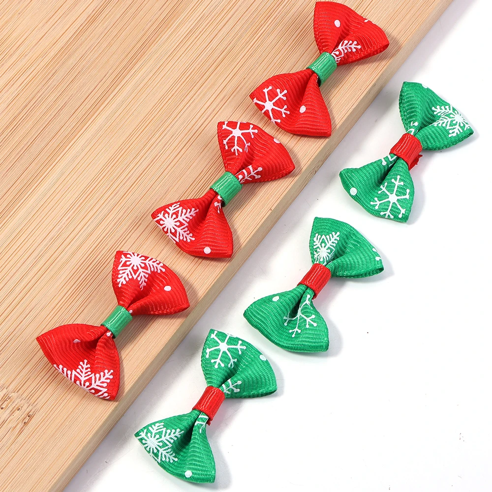 30pcs/lot Rib Ribbon Bowknot Chrismas Printing Bows Chrismas Decor For Jewelry Making DIY  Girls Chrismas Hair Clips Gifts ﻿
