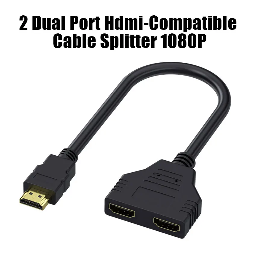 HDMI-Compatible Splitter Adapter Cable 2 Dual Port Y Splitter 1 In 2 Out HDTV Male To HDTV Female 1 To 2 Way for HD LED LCD TV