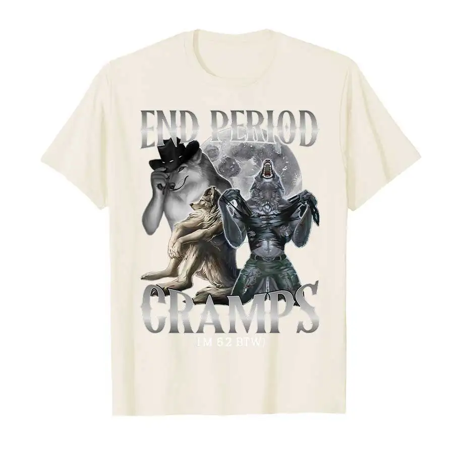 Ende der Menstruationsbeschwerden (Ich bin 1,88 m groß) Lustiges Alpha-Wolf-Cringe-Meme-T-Shirt für Herrenbekleidung Damen-T-Shirt 2026 Sommer-Oberteile – Detail 8