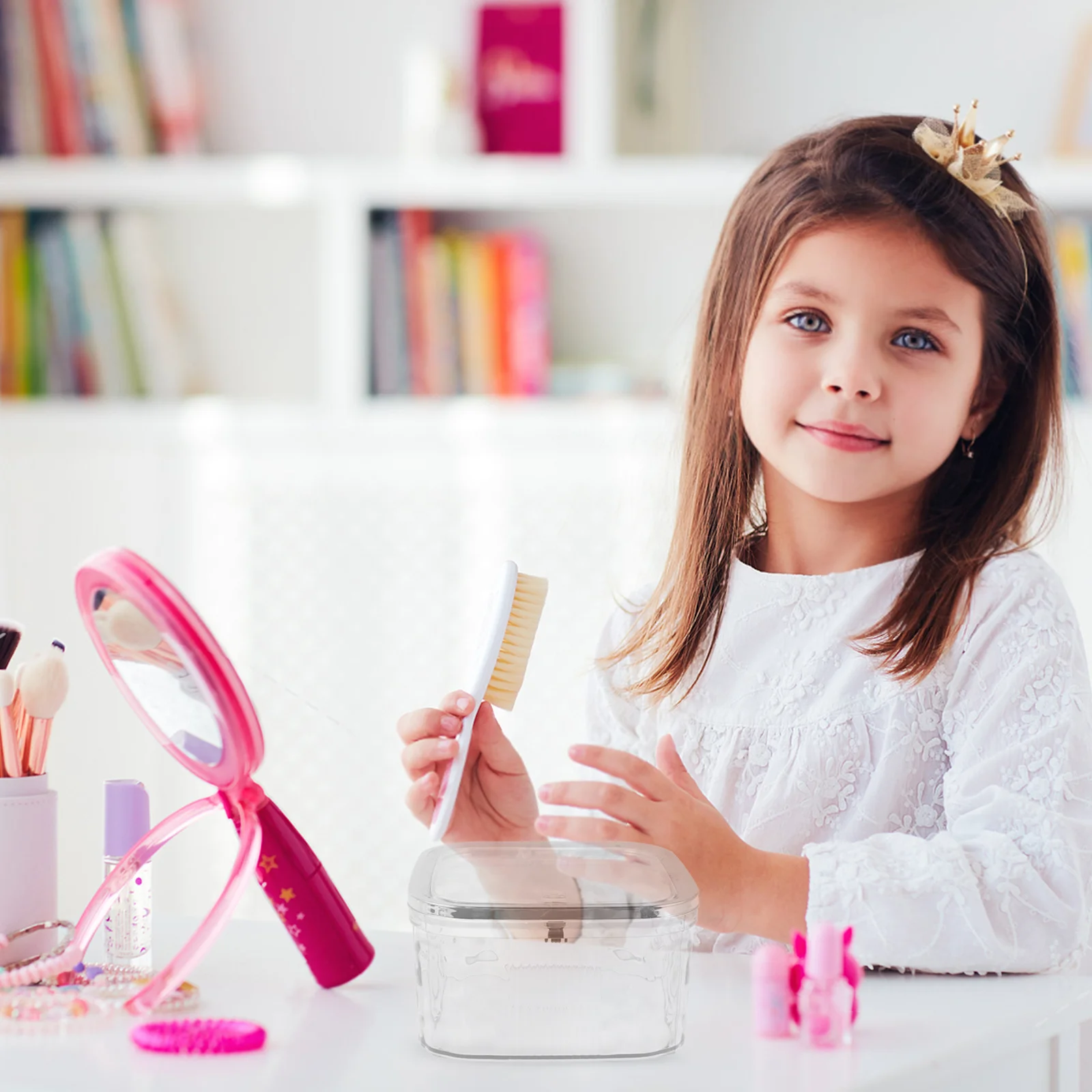 ボウオーガナイザーボックス クリアヘアタイ スクラッンチ収納 プッシュオープン式蓋 旅行や日常使いに最適