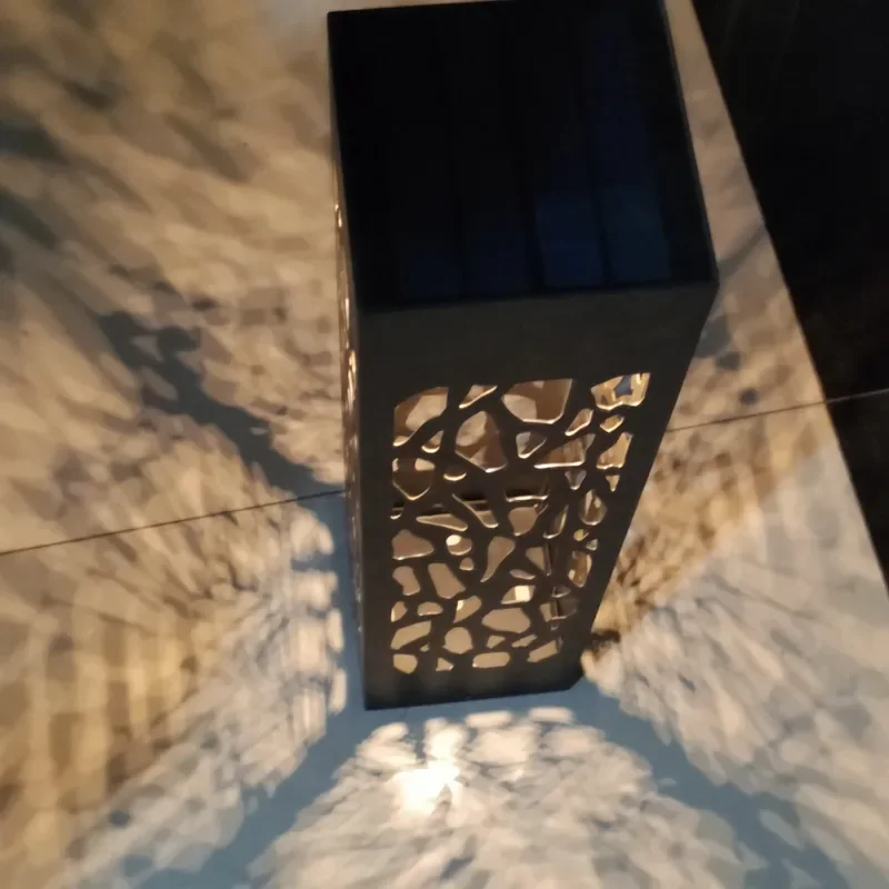 Corten Steel Light Box in Garden with Hollow Carving Flowers square Light Box
