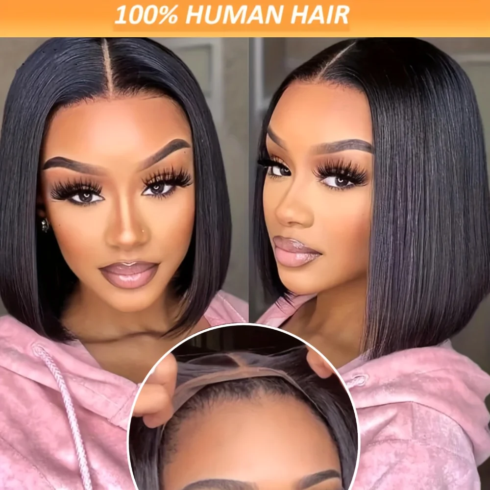 30 Inch Bot Recht Transparant 4X4 Lace Frontale Human Hair Pruiken 200 Dichtheid Braziliaanse Remy 4X4 Lace Front Pruik Bob Voor Vrouwen