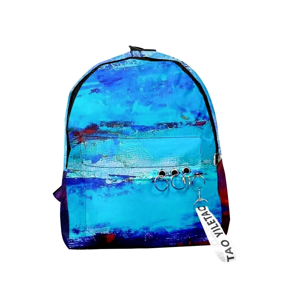 Youthful Tie dye graffiti oil painting School Bags Notebook Backpacks 3D Print Oxford Waterproof Key Chain Small Travel Bags