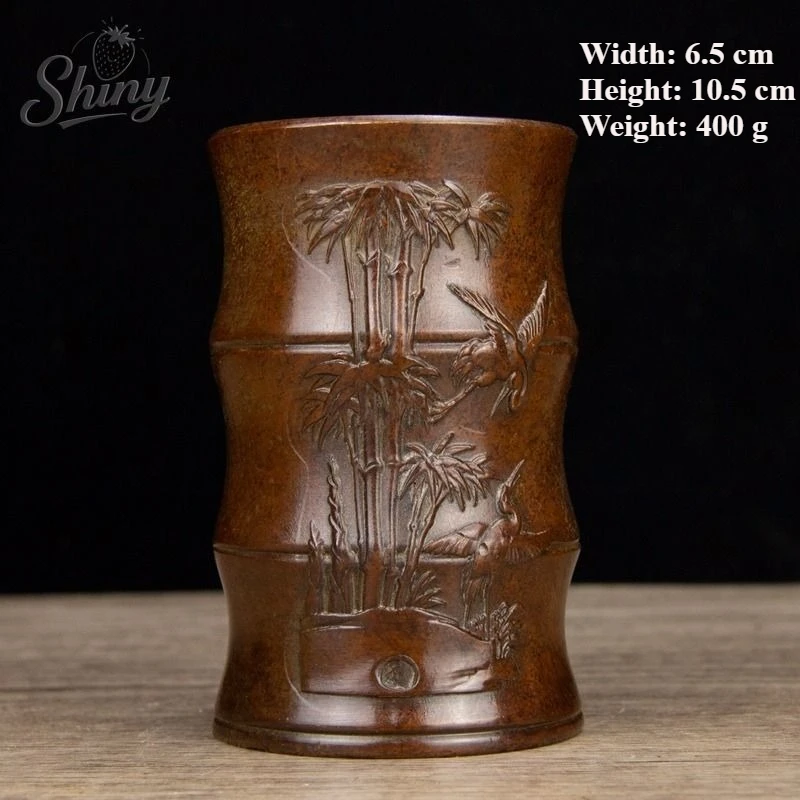 Copper Pen Holder Desk ganizer Office Supplies Container Tool Pot Pencil Cup Makeup Brush Keeper Chinese Style Pen Holders