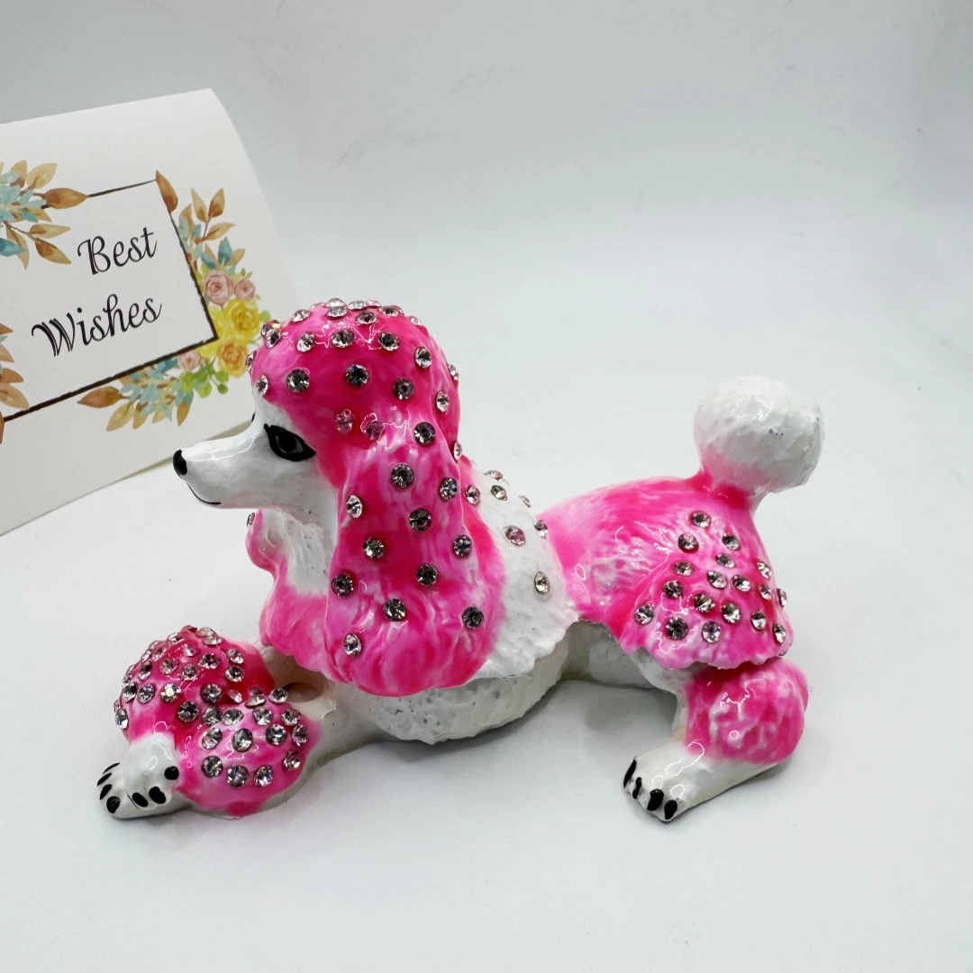 Cute Big Creative Poodle  Exquisite Home Decoration Ornaments, Alloy Jewelry Storage Box, Enamel Plated Pet Shaped Ornaments