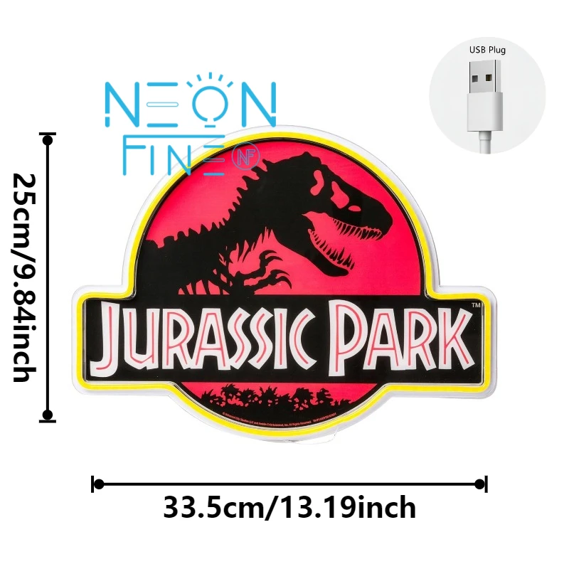 Dinosaur Neon Sign Movie Neon Light LED Dimmable for Jurassic Prehistoric Park Bedroom Man Cave Decor Birthday Gifts for Kids gallery 4