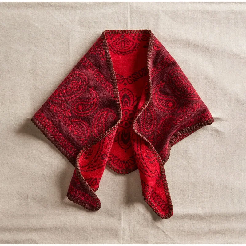 Paisley-Bandana-Druck Dreieckiger Damenschal Vintage Gestricktes Halstuch Kopftuch Retro-Tuch für Haare Streetwear-Accessoires – Detail 2
