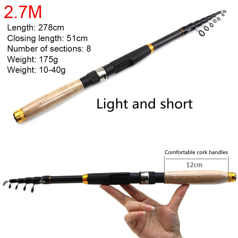 Ultra Short Telescopic Spinning Fishing Rod Carbon Fiber Portable Fishing Pole Offshore Fish Rod for Fisherman