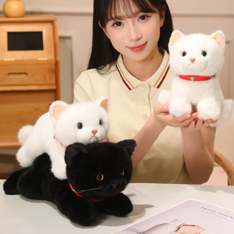 High Quality Cat Stuffed Fluffy Declicate Collar Kitten Plush Hugabble Pillow Zoo Souvenir Party Gifts