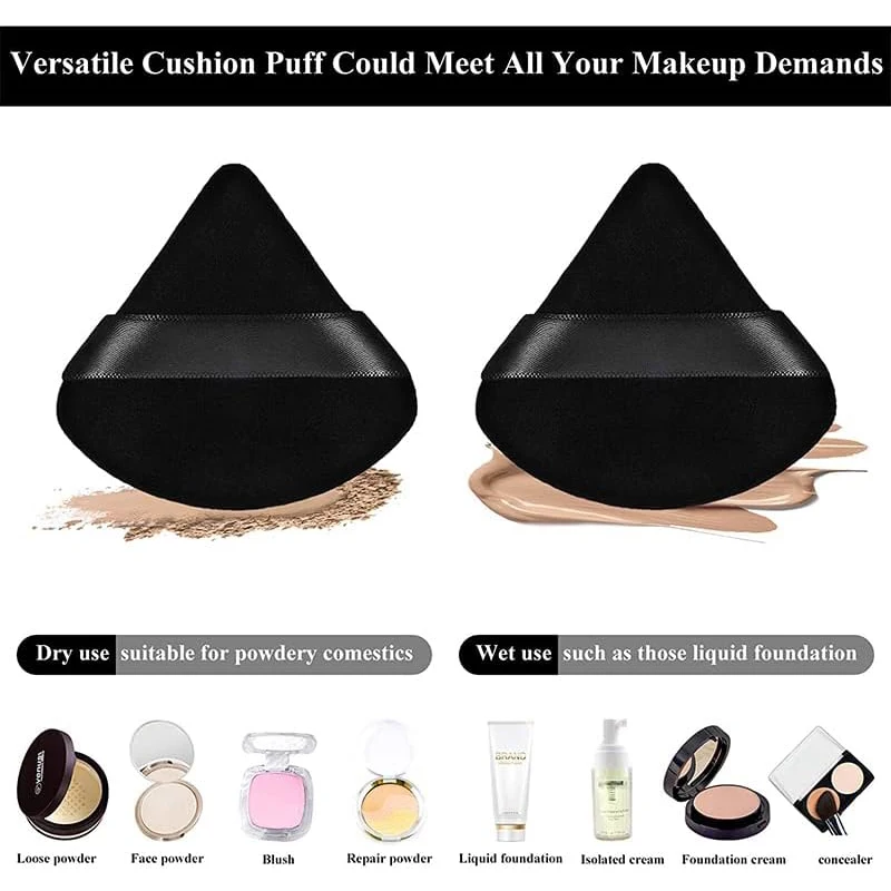 10Pcs New Soft Cotton Triangle Powder Puff Washable Velvet Sponge Face Powder Puff Face Cosmetics Puff Makeup Accessories