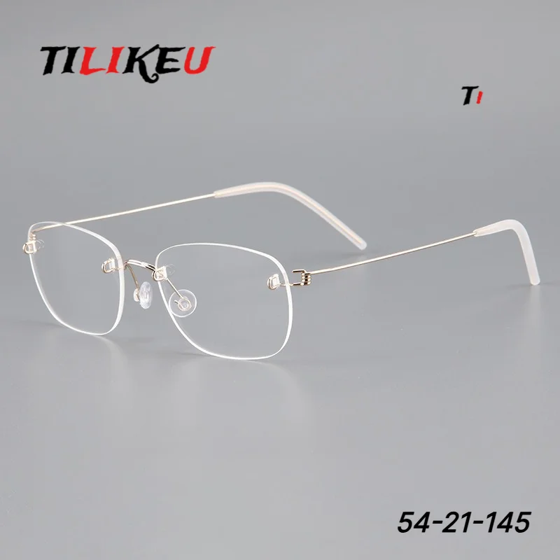 Denmark Brand Replicated Pure Titanium Rimless Glasses Frame Screwless Design Slim Thin Temple Frameless Eyewear for Men Women