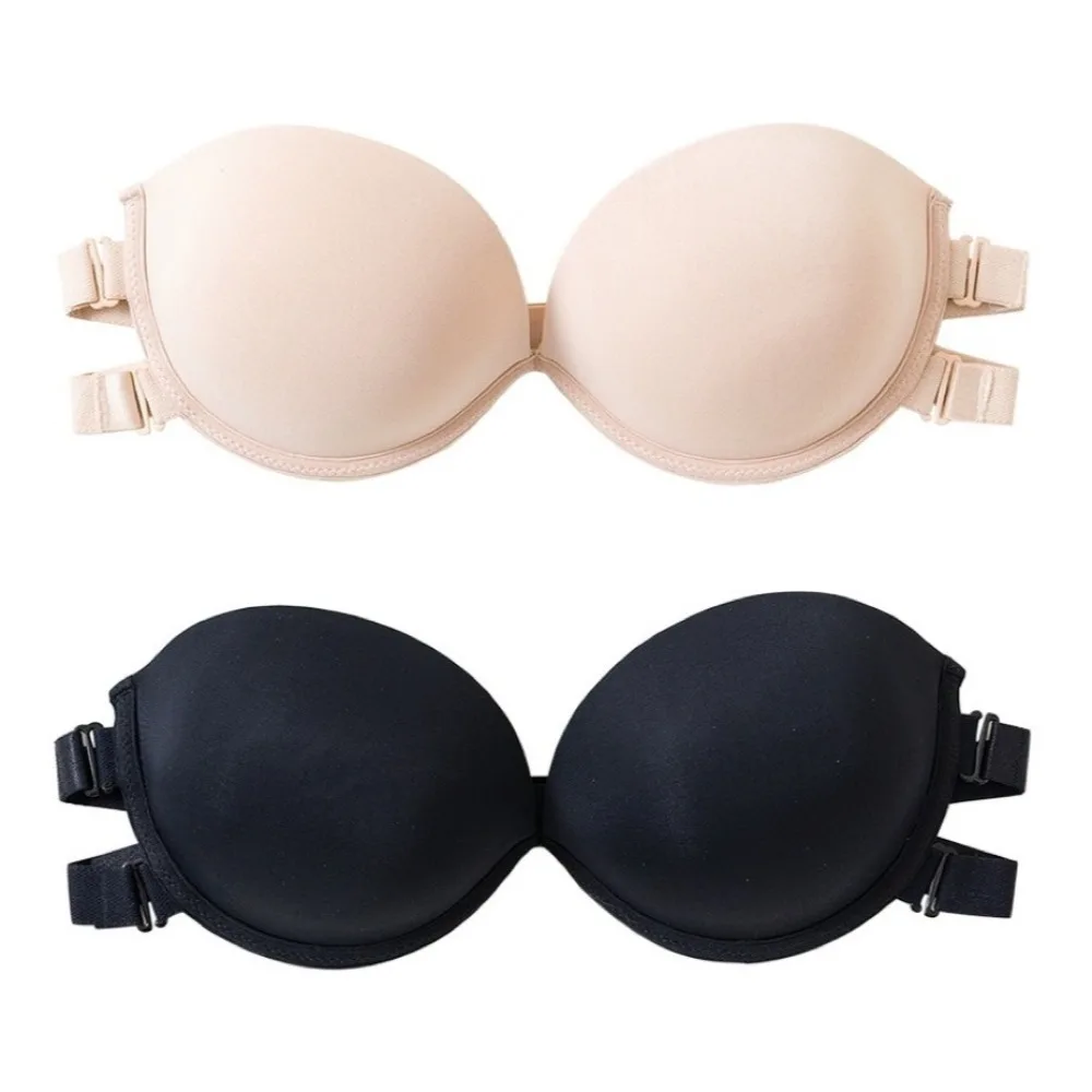 Sujetador ancho sin tirantes para mujer, correa de hombro extraíble recogida en la parte superior, sujetador de boda, ropa interior, sujetador Invisible antideslizante de verano