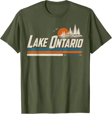 Ontariosee - Vintage Herren Damen 70er 80er Grafik Retro Lustiges T-Shirt Ontariosee Forever EST.1656 Weiches Baumwoll-T-Shirt Neuheit – Detail 9