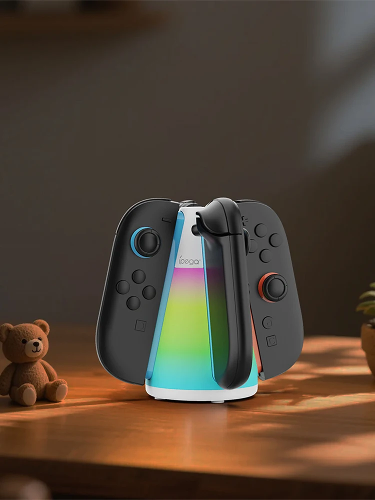 Station de chargeur pour contrôleur NS2, avec 10 Modes d'éclairage RGB, support de rangement magnétique, poignée de jeu, support de chargeur, accessoires de jeu