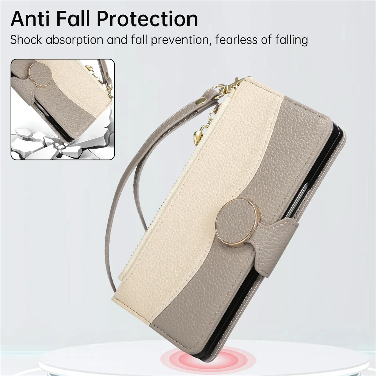 Crossbody zíper cartões solt carteira de couro caso telefone para samsung galaxy z fold 7 6 5 4 3 5g cordão bolsa capa protetora