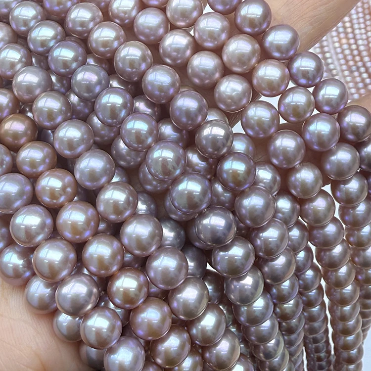 5A Quality Strong Luster Classic Size 7-8mm Round Dark Deep Purple Freshwater Natural Pearl Necklace