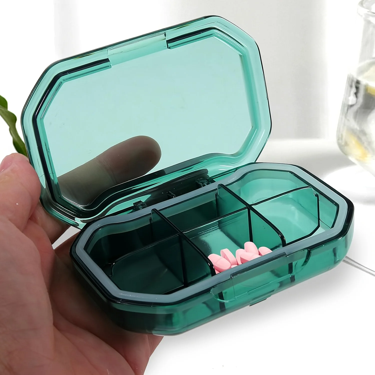 Very Elegant and Exquisite Pill Box, Jewelry, and Precision Parts Storage Box, Portable Pocket-Sized Container for Daily Office Use and Travel, Suitable for Storing Medicines and Vitamins (Grey, Green, Blue), with Transparent Lid Design, Secure Closure System, for Health-Conscious Users, Home Medicine Storage, Lightweight Container, Durable Structure, for Health-Conscious Individuals