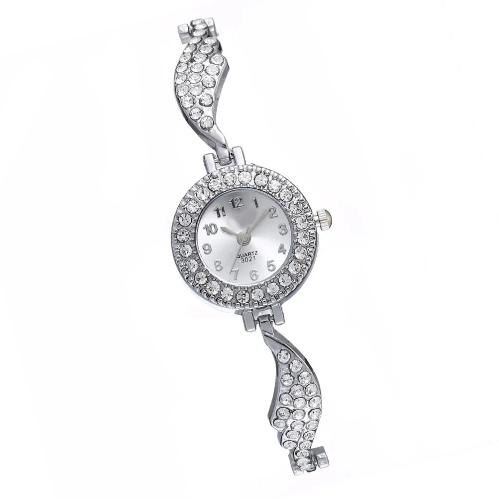 1Pcs Rhinestone Wing Design Women Quartz Watch Alloy Band Exquisite Daily Party Dating School Gift Silver Valentine Birthday