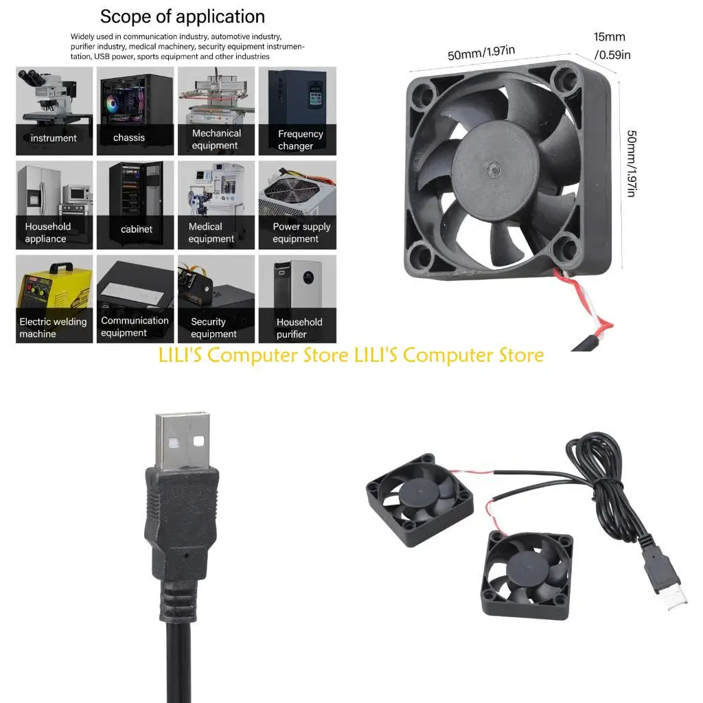 

A52B 5V USB Cooling Fan 50x50x15mm For 3D Printers PC Components 12.6CFM 30DBA Plastic Frame