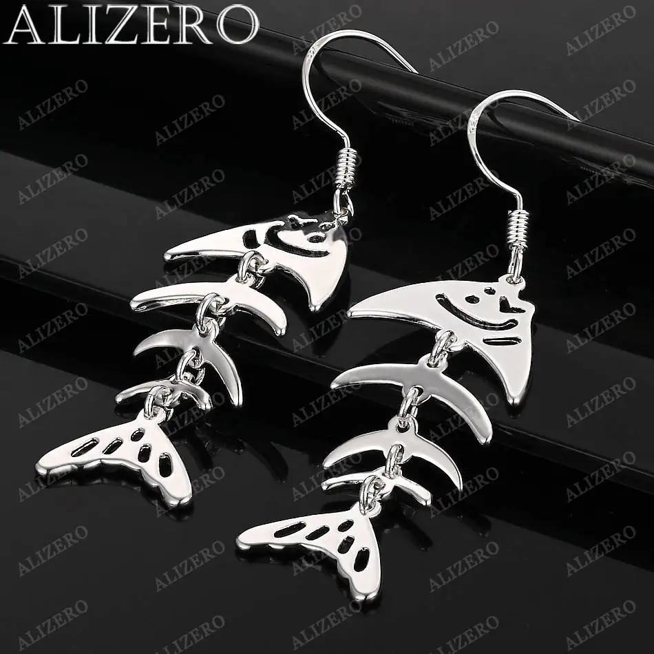 

Hot Trend 925 Sterling Silver Fish Bone Long Drop Earrings For Woman Wedding Party Fashion Accessories Jewelry Gift