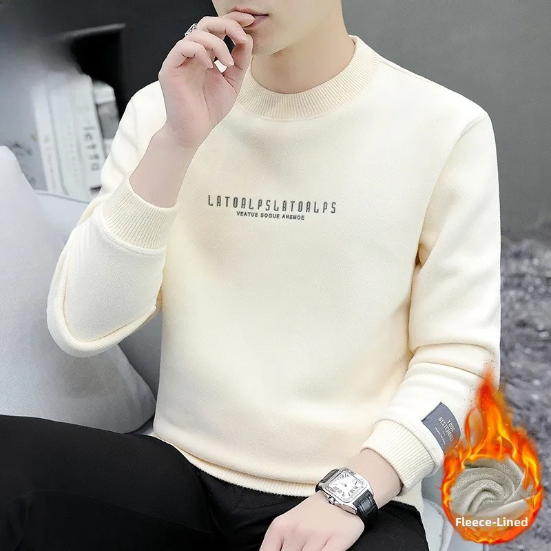 

Мужская толстовка с длинным рукавом на флисовой подкладке, базовый слой, зимняя модная молодежная одежда, популярная модель из смеси полиэстера и спандекса