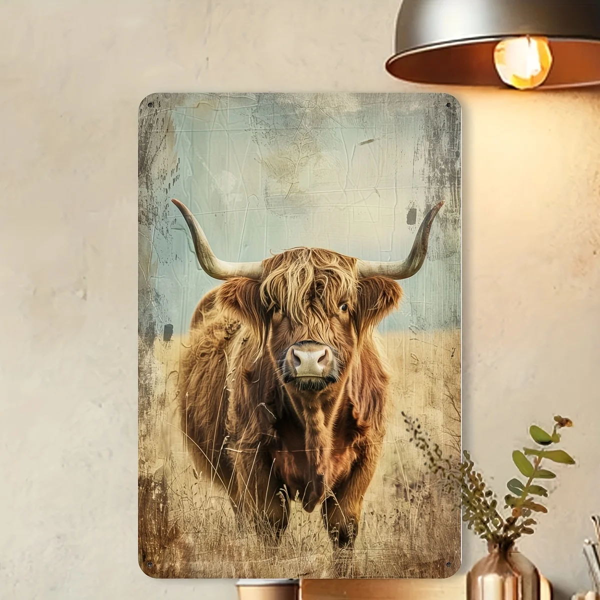 Placas de chapa de metal de vaca vintage: adornos de pared campestres para oficinas, bares, cafeterías y garajes.