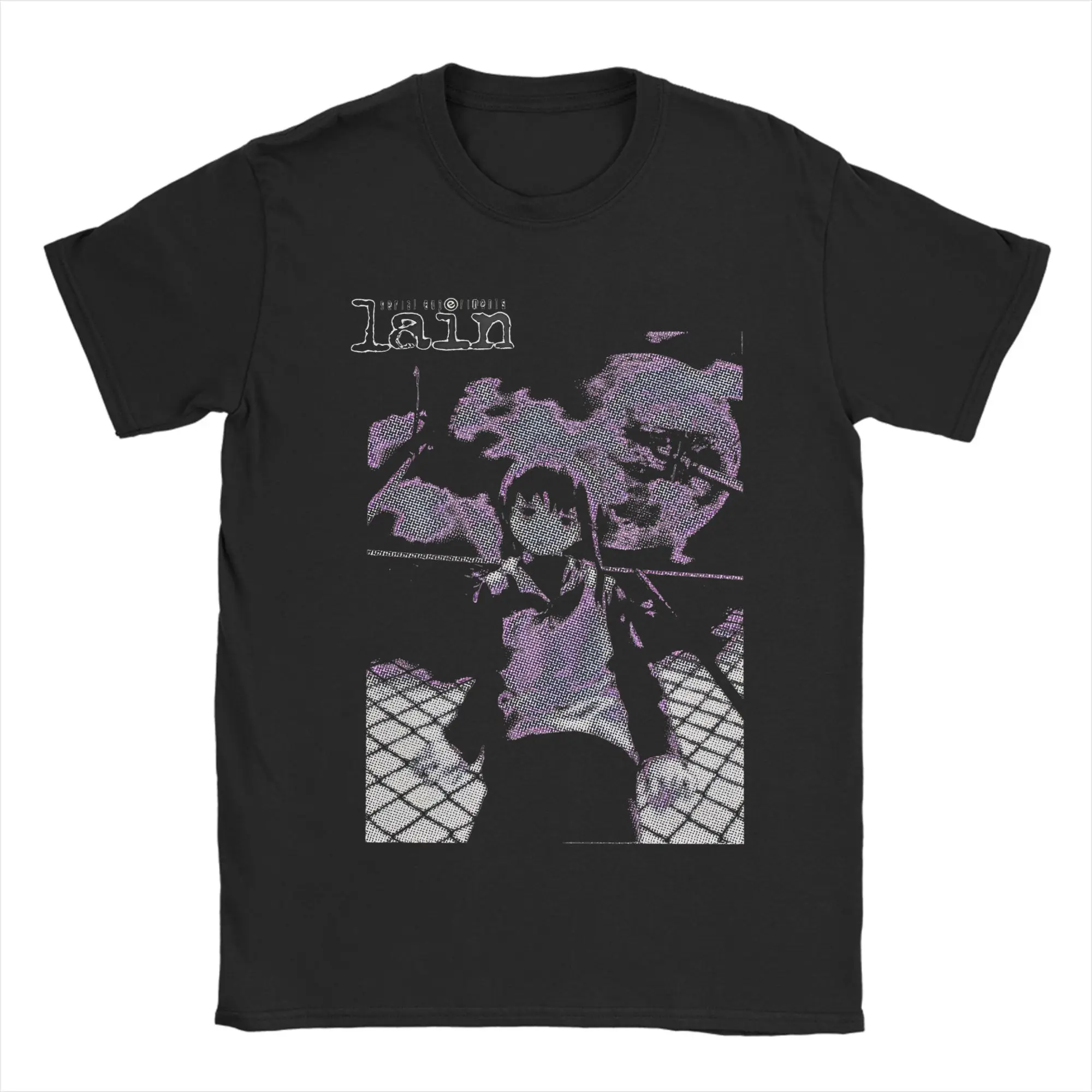Serial Experiments Lain T Shirt Men Women Pure Cotton for Male T-Shirt Crewneck Anime Manga 90s Goth Tee Shirt  Clothes Printed
