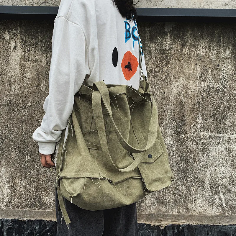 

Ленивая парусиновая однотонная женская студенческая сумка через плечо в японском корейском стиле, модная художественная тканевая сумка через плечо, мужская