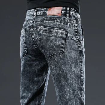 새로운 남성 스키니 청바지 패션 한국 스타일 씻어 눈송이 streetwear 슬림 스트레이트 성격 빈티지 남성 데님 바지