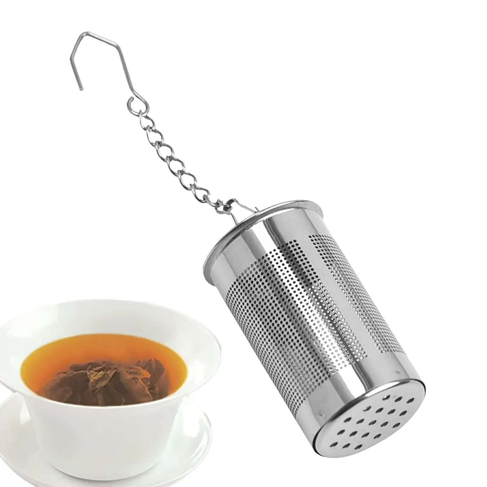 Fine Mesh Tea Infuser Stainless Steel Tea Strainer For Loose Leaves Tea Spices Strainer Reusable Tea Steeper With Chain Hook