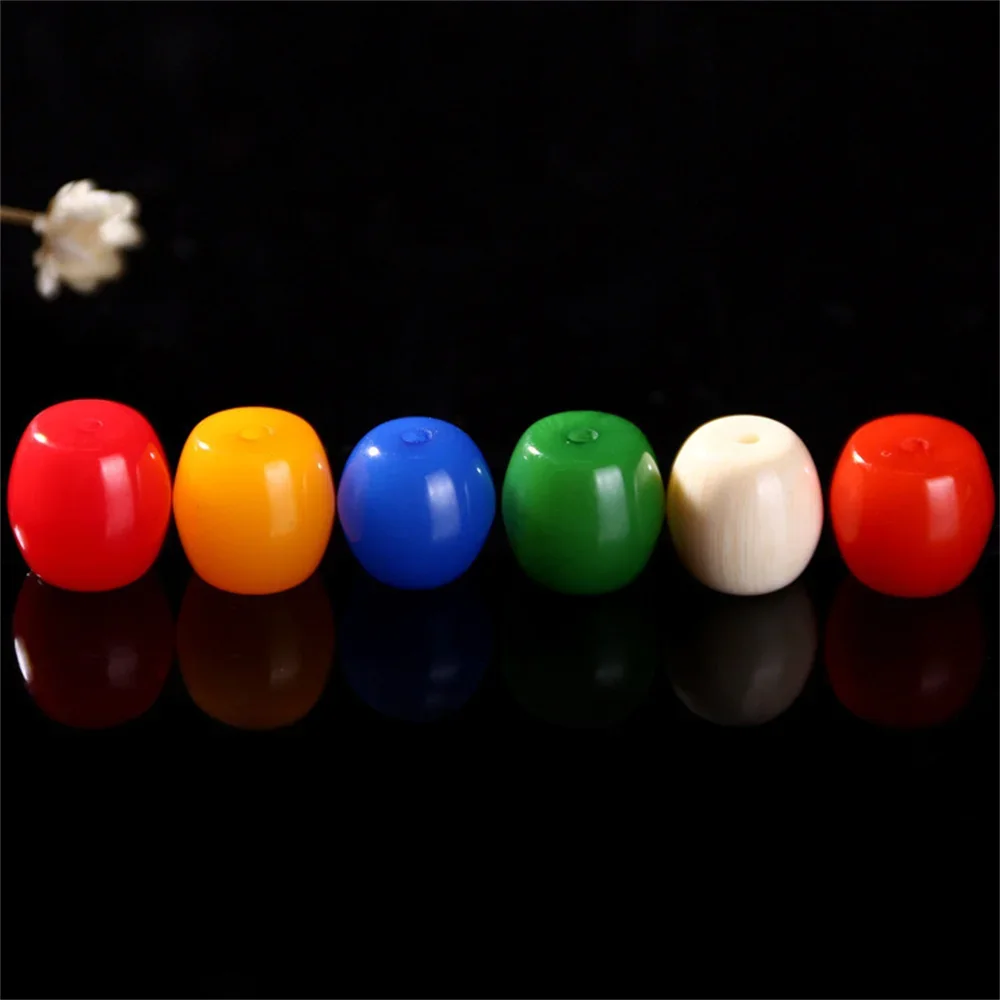 Wholesale Beads DIY Jewelry Making Imitation Amber 12mm Cylinder Resin Beeswax Ivory Gems Slice Necklace Keychain Crimp End Bead