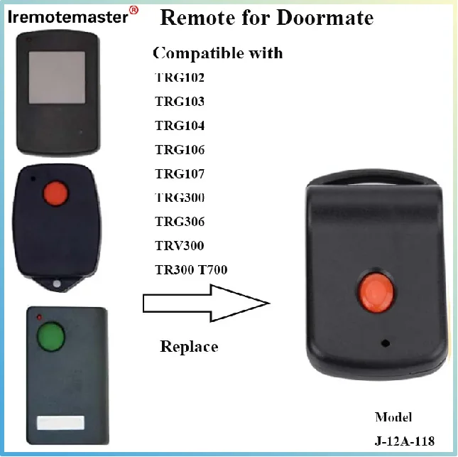 

For Doormate 303MHz TRG102 TRG300 TRV300 Gate Door Remote Opener remote control replacement Tilt a Matic with 8 DIP Switch