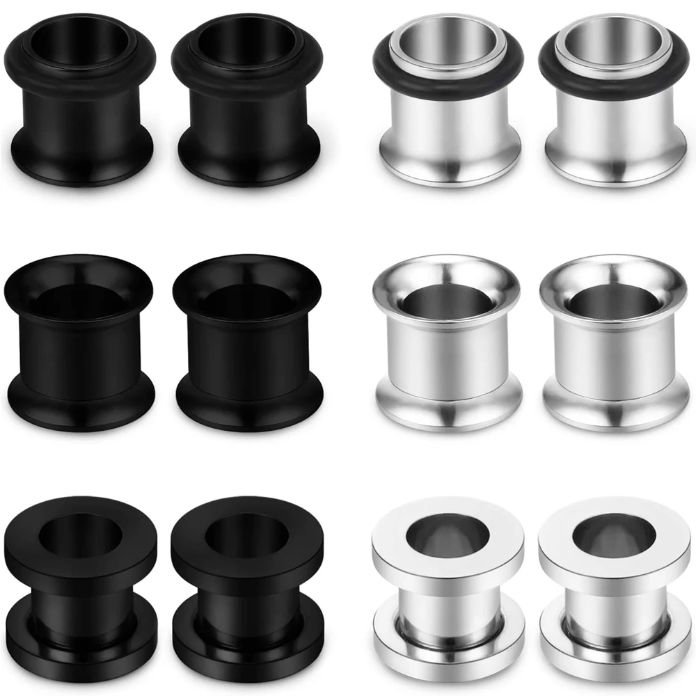 1/6 Pairs Of Tunnel Screw Fitting Plug Stainless Steel Ear Stretcher Perforated Jewelry Set Suitable For Both Men And Women