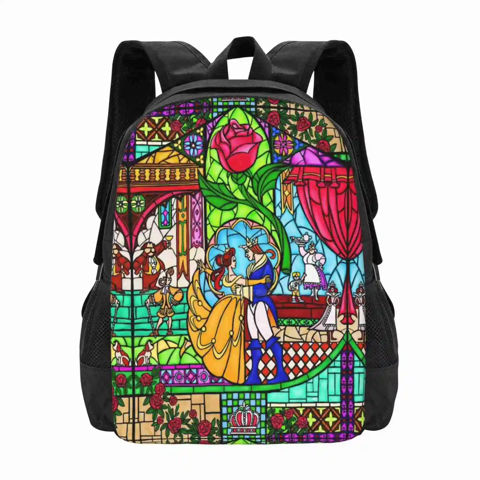 

Patterns Of The Stained Glass Window School Bags For Teenage Girls Laptop Travel Bags Stained Glass Rose Window Princess