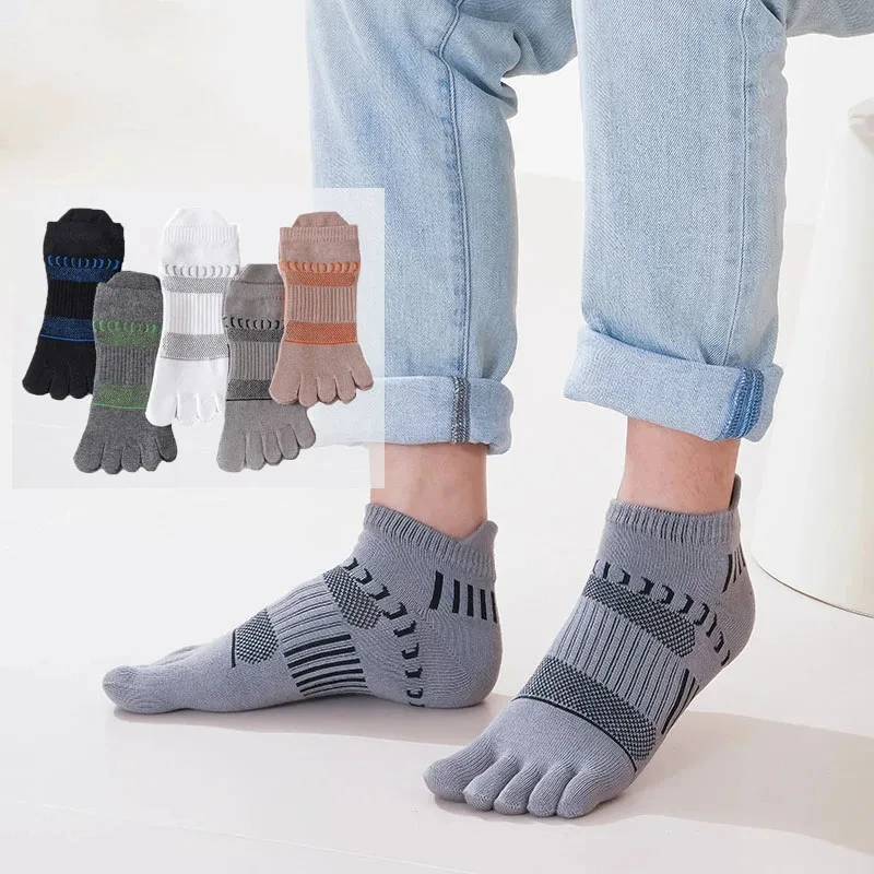 

5 Pairs Man Boy Toe Socks Bamboo Fiber Mesh Breathable Compression Sweat-Absorbing Soft Elastic Sport Five Finger Ankle Socks