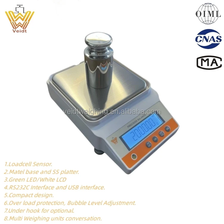 Veidt Weighing MK60001C 6000g 6kg 0.1g 100mg blanca de precis Digital Gold Density Electronic Balance Scale