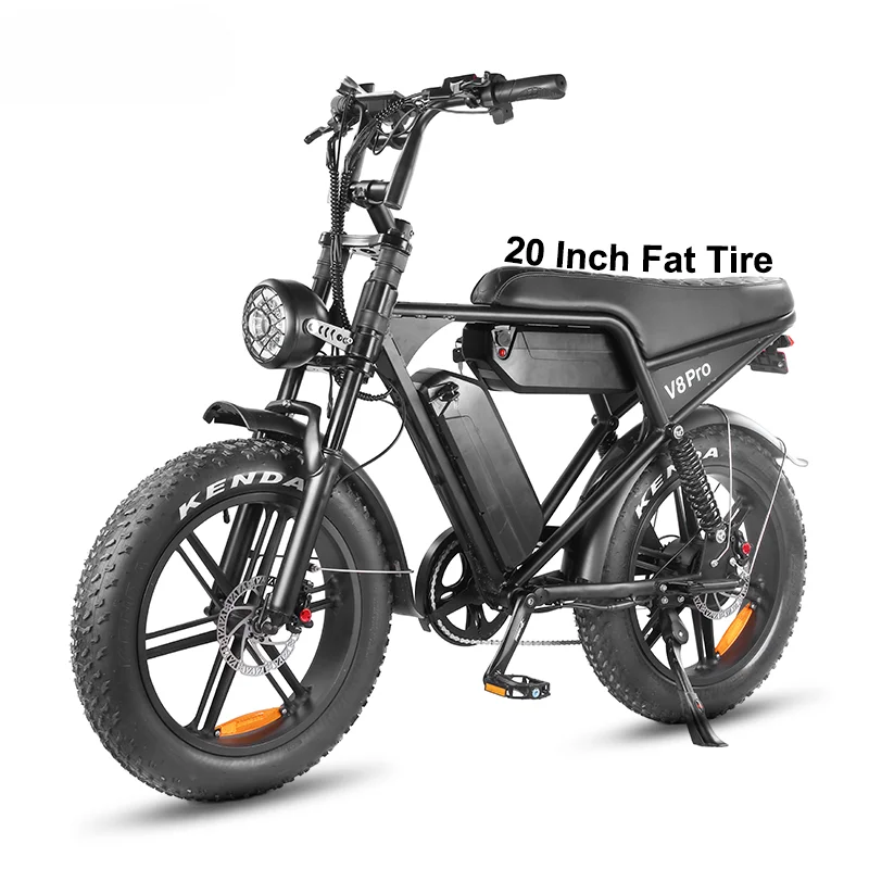 V8  Max 20 Inch Electric Mountain Bike 1000W 48V Double Battery E-Bike Fat Tire Hybrid Electric Fat Tire Ebike